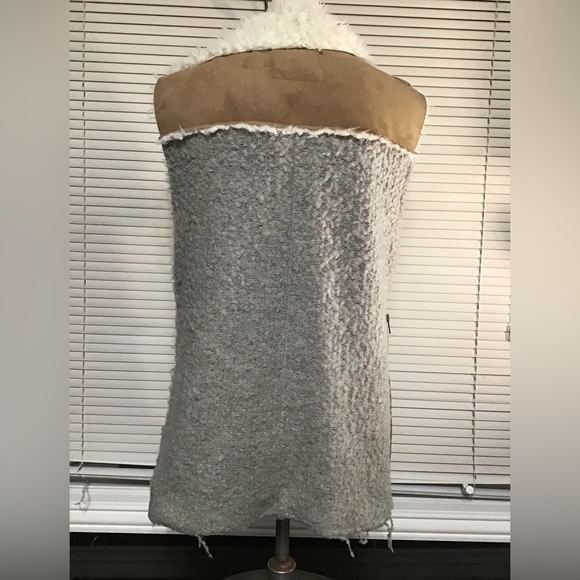Anthropologie Saturday Sunday Sherpa Faux Suede Mixed Fabric Moto Vest - Picture 3 of 14